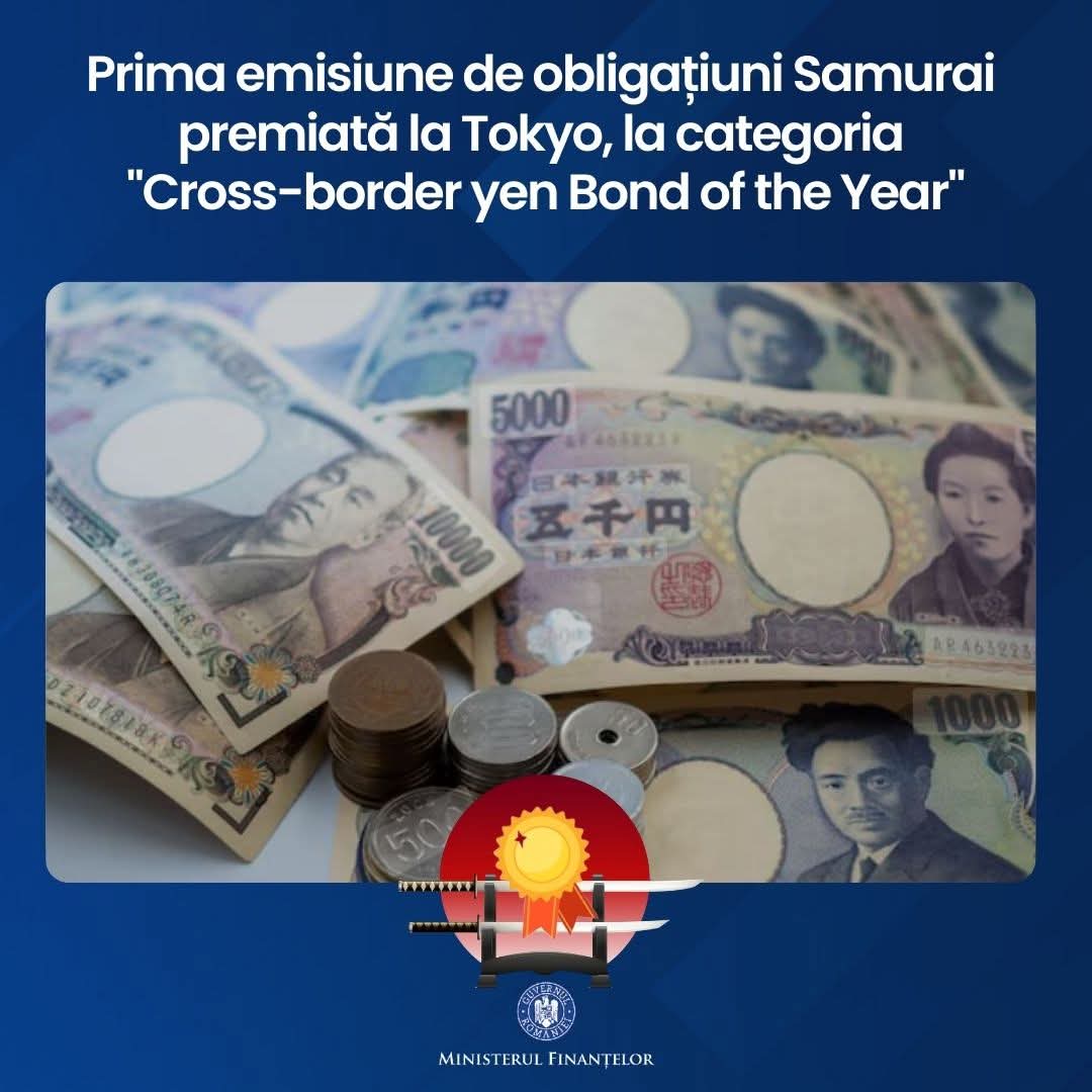 #România a fost premiată la #Tokyo în cadrul Galei "Dealwatch Awards 2024" a London Stock Exchange Group (SEG), la categoria "Cross-border yen Bond of the Year", pentru succesul emisiunii inaugurale de #obligațiuni #Samurai, lansată de #MinisterulFinanțelor în 4 octombrie 2024.