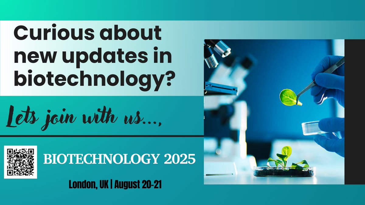 ManinaRachel's tweet photo. Curious about what's new in #Biotechnology? 🌱
Join us in London this August 20–21 for #Biotechnology2025 — where science meets innovation.
🔗https://t.co/VHog362MzV
#BiotechConference #LifeSciences #Research #Innovation #SciComm https://t.co/cHbfom1odJ
