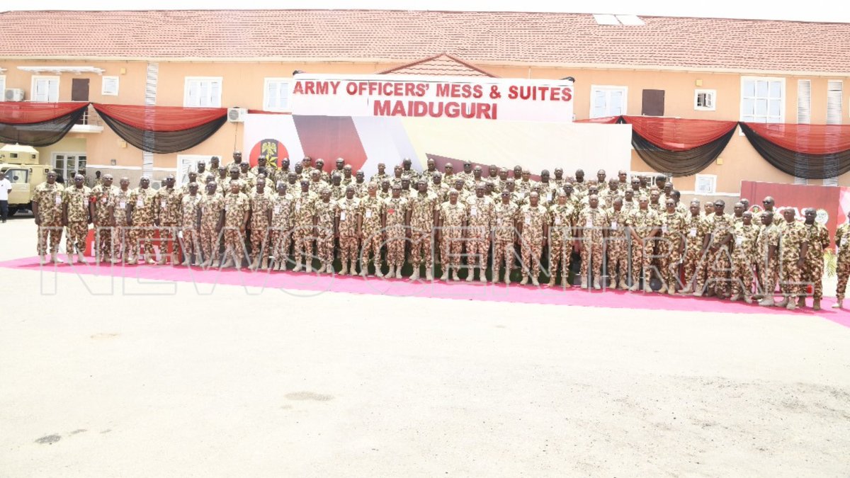 NewsCentralTV's tweet photo. [IN PICTURES]: Military officers have gathered in Maiduguri for the Chief of Army Staff's First Bi-Annual Conference, which is focused on enhancing Nigeria's security. https://t.co/BQV1HEQQps
