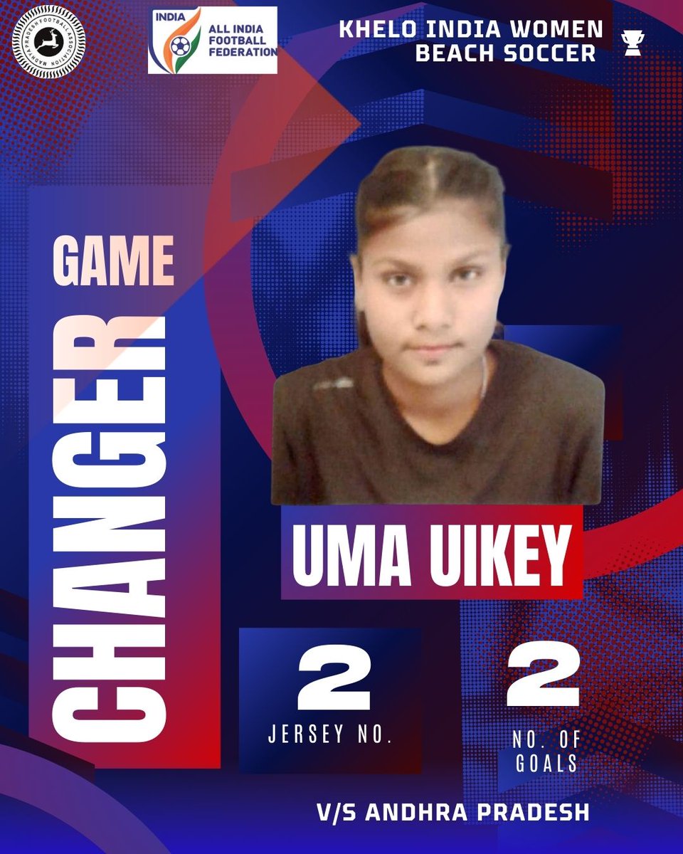 MPFAJABALPUR's tweet photo. Kindly find our star performer of M.P Women Soccer Beach Team Sayukta and captain Uma scoring 2 goals each against Andhra Pradesh resulting in M.P beating Andhra Pradesh by 6-1. With that  move to semifinal of the championship which will be played against Gujarat on 23rd May 2025 https://t.co/WeSsLvPHBo
