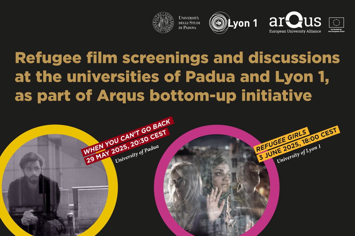Arqus Alliance (@arqusalliance) on Twitter photo Are you near <a href="/UniPadova/">Università di Padova</a>?
🤔Join us for the screening of the #film When You Can't Go Back, which tells the story of a #Syrian #refugee student in #Italy.
📅Thursday 29 May | 🕣20:30 CEST.
More info: arqus-alliance.eu/event/when-you… Are you near <a href="/UniPadova/">Università di Padova</a>?
🤔Join us for the screening of the #film When You Can't Go Back, which tells the story of a #Syrian #refugee student in #Italy.
📅Thursday 29 May | 🕣20:30 CEST.
More info: arqus-alliance.eu/event/when-you…