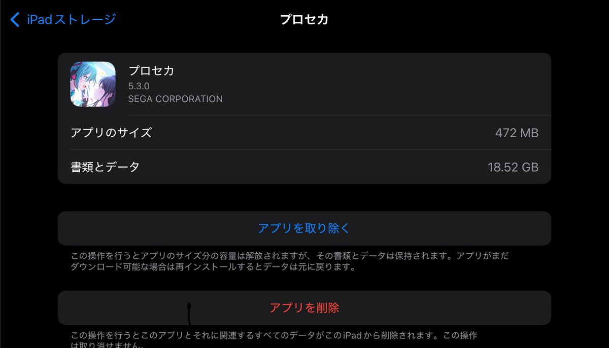 プロセカの容量19ギガあるんだけどみんなそんなもんなん？