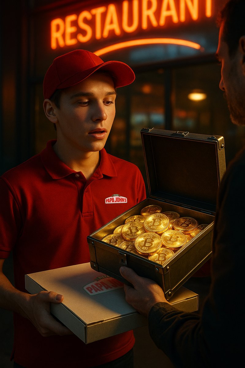 ChintuSolo41155's tweet image. "Bitcoin Pizza Day: The $10 Million Bite"
On May 22, 2010, two pizzas were bought for 10,000 BTC—the first-ever crypto purchase. What was once a humble meal is now worth millions!
#BitcoinPizzaDay #CryptoHistory #FirstTransaction #BTCtoPizza #LegendaryTrade #BitcoinEvolution