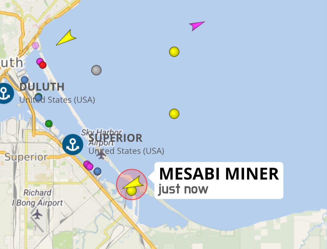Beautiful sunrise over the big lake this am, and busy shopping start to the day! 

Six ships out there and two making port. Great Republic under the bridge, and the Mesabi Miner in the Superior entry.