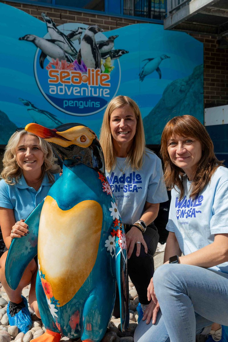 To celebrate our partnership with <a href="/waddleonsea/">waddleonsea</a> we were lucky enough to have a special visit from Daisy, a baby penguin sculpture, painted by Sarah Nash! Our very own Humboldt penguins even got to come face to face with their artistic counterpart! 🐧