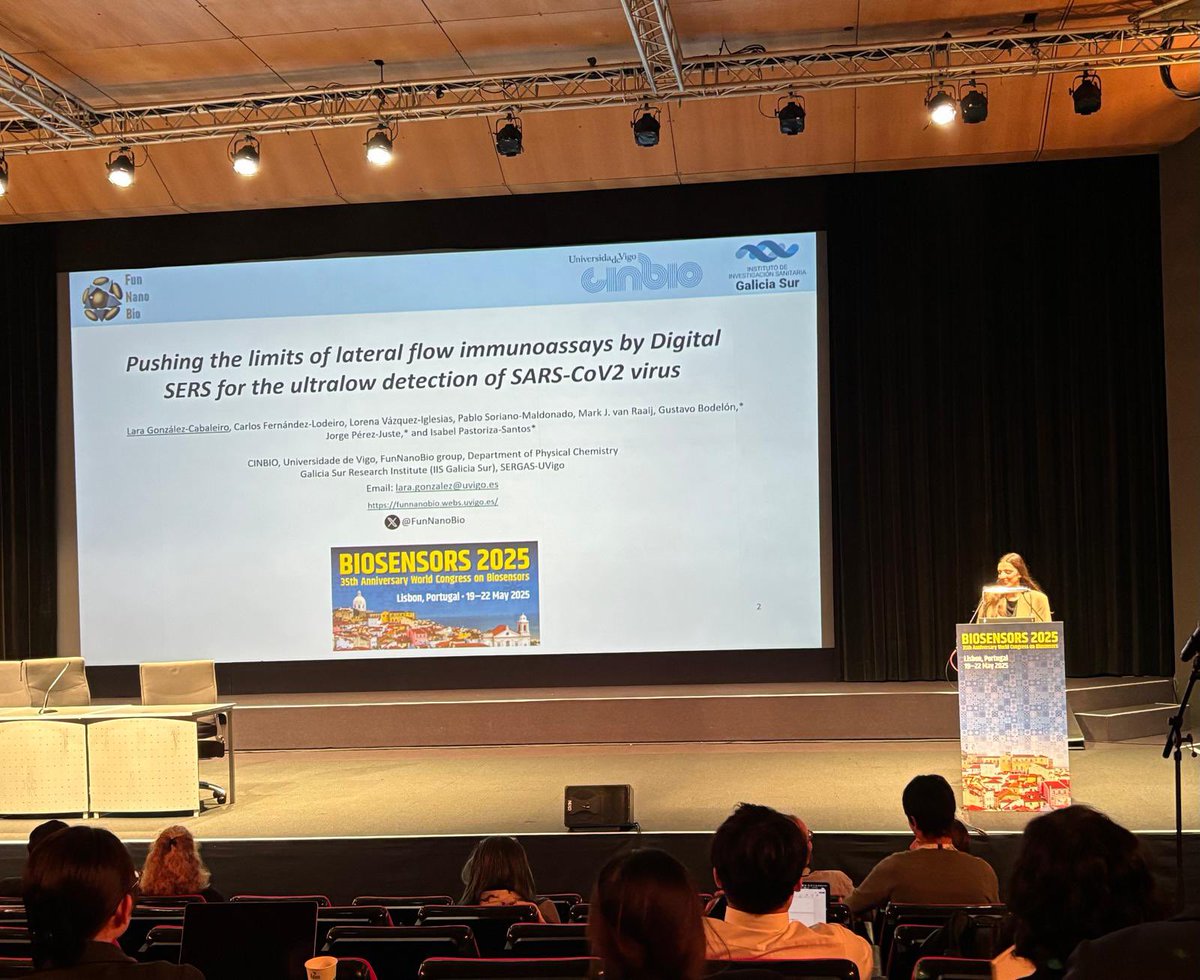 FunNanoBio's tweet image. Nice talk of @Laraglezc at @Biosensors2025 about the Ultralow detection of SARS-CoV-2 virus using digital SERS based lateral flow immunoassay👩🏽🔬🦠