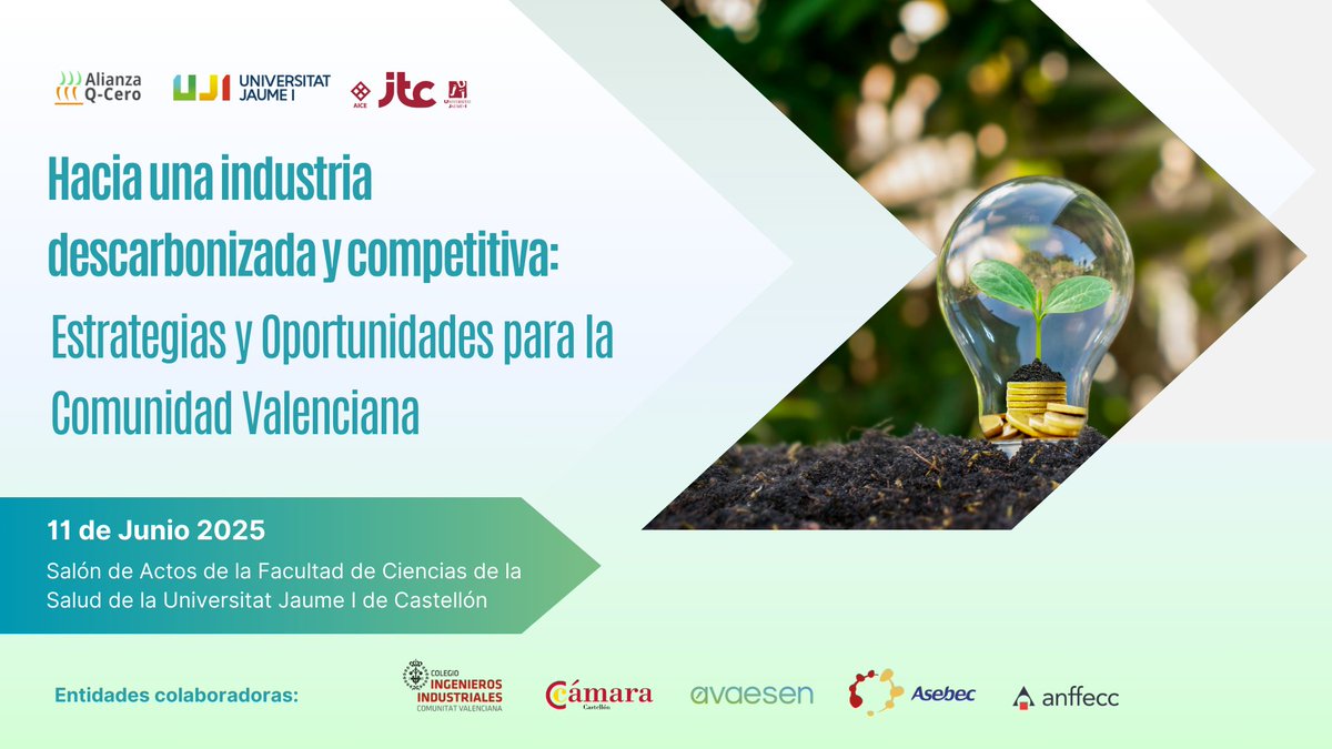📌 “Hacia una industria descarbonizada y competitiva”. 
Algunas de las empresas confirmadas: EY, PowerCo, Equipe Cerámicas, Porcelanosa, SYSTEMFOC, Cemex España, AVAESEN, Kerajet S.A. 

📅 11 de junio⏰ 10:15h - 14:00h 

 👉 ¡No te lo pierdas! : forms.office.com/e/sF7GHHUqvF