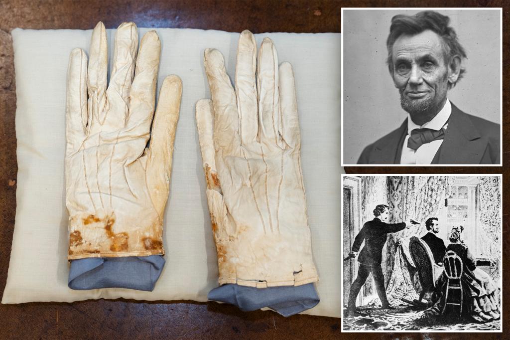 nypost's tweet image. Abraham Lincoln’s blood-stained gloves from the night of his assassination among 144 artifacts on auction trib.al/XifGMNS