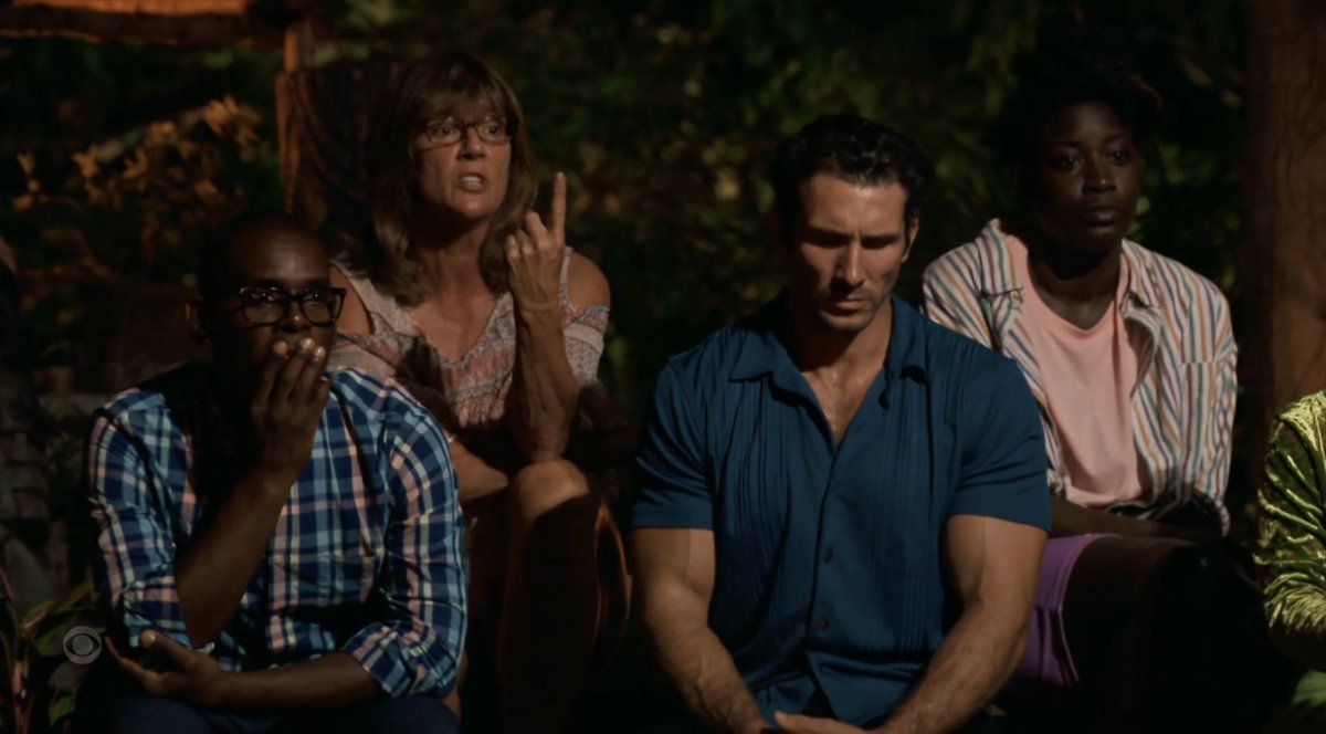 AMikeBloomType's tweet image. I thought #Survivor48 had an entertaining Final Tribal Council. But one of the highlights is that no one was more entertained than Chrissy