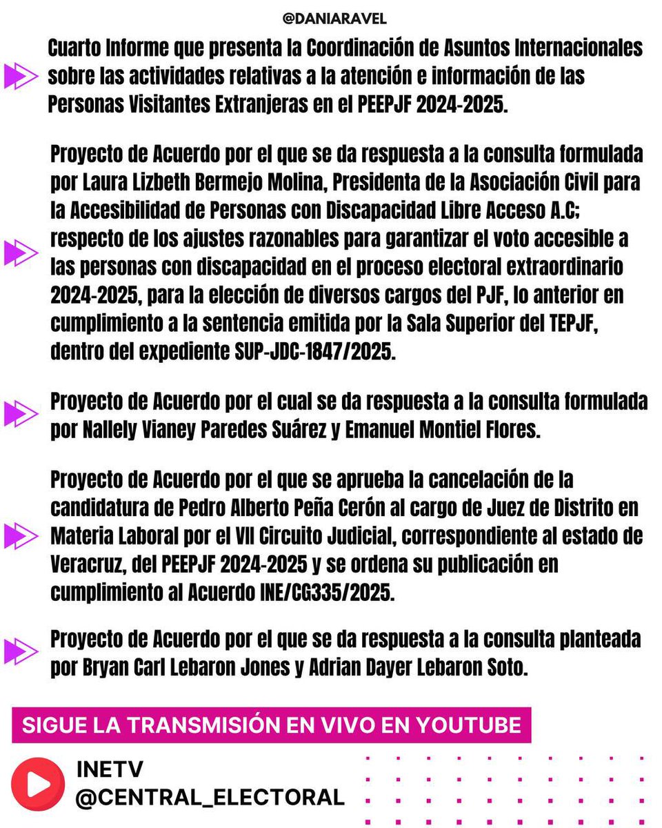 #SesióndeConsejoGeneral 🗳

📆 Hoy tendremos 2 sesiones extraordinarias del Consejo General del <a href="/INEMexico/">@INEMexico</a>

Estos son los puntos principales que se abordarán👇🏼

🕔 Nos vemos a las 10:00 hrs

📣¡Sigue la transmisión #EnVivo 👉 en el canal de Youtube: 

Sesión 1: