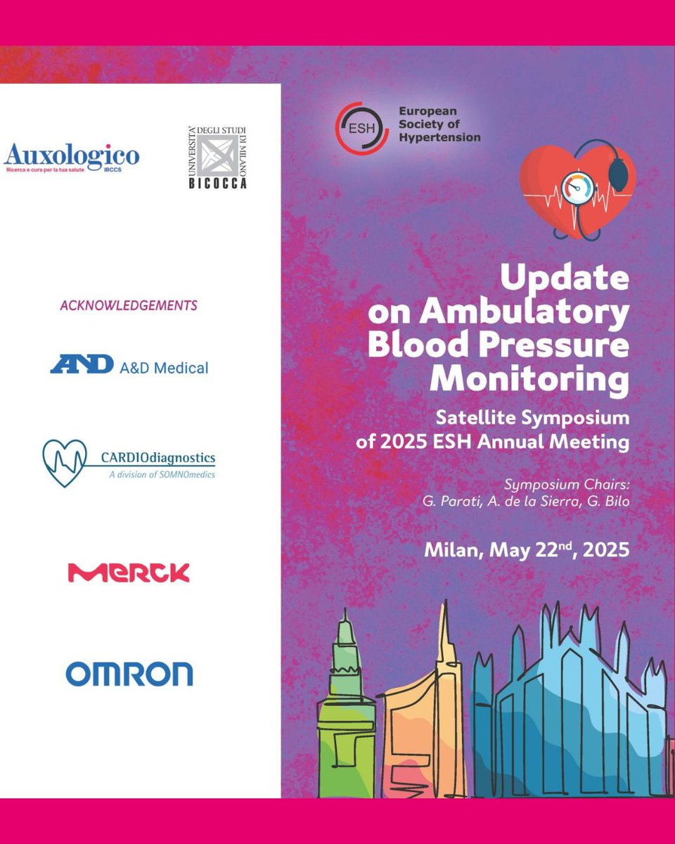 Istituto Auxologico Italiano (@twittauxologico) on Twitter photo Si è tenuto oggi presso Auxologico San Luca "Update on Ambulatory Blood Pressure Monitoring" organizzato dal Prof. Gianfranco Parati (Direttore Scientifico di Auxologico)
<a href="/ESHypertension/">European Society of Hypertension</a>
Hanno partecipato i migliori esperti al mondo sul tema
<a href="/GParati22/">Gianfranco Parati MD, FESC</a> <a href="/md_pengo/">Martino Pengo, MD</a> <a href="/BiloGrzegorz/">Grzegorz Bilo</a> Si è tenuto oggi presso Auxologico San Luca "Update on Ambulatory Blood Pressure Monitoring" organizzato dal Prof. Gianfranco Parati (Direttore Scientifico di Auxologico)
<a href="/ESHypertension/">European Society of Hypertension</a>
Hanno partecipato i migliori esperti al mondo sul tema
<a href="/GParati22/">Gianfranco Parati MD, FESC</a> <a href="/md_pengo/">Martino Pengo, MD</a> <a href="/BiloGrzegorz/">Grzegorz Bilo</a>