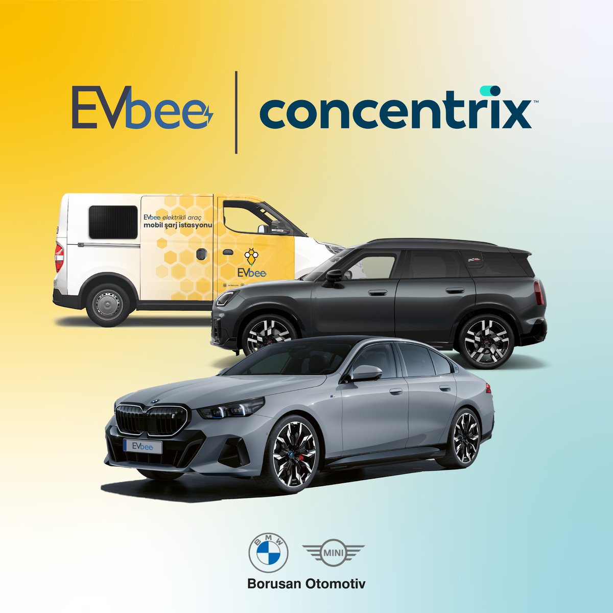EVbee olarak Borusan Otomotiv müşterilerine hizmet vermek üzere Concentrix ile iş birliği anlaşması imzaladık. 🐝

Bu çok değerli anlaşma doğrultusunda vereceğimiz Mobil Şarj Hizmeti ile tamamen elektrikli BMW ve MINI otomobil sahiplerinin eşsiz sürüş deneyimlerine katkıda