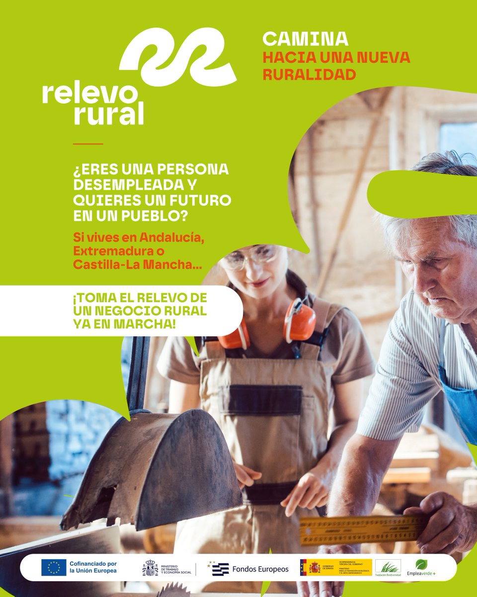¿Y si este fuera tu año de cambio? 🌄
Un pueblo, un negocio en marcha, una vida más libre y conectada.
En Relevo Rural te acompañamos: formación, mentoría y negocios reales en Andalucía, CLM y Extremadura.
¿En paro y listo? 👉 relevorural.es
#RelevoRural #EmpleaverdePlus
