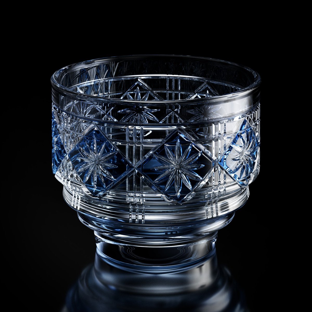 CGで切子グラスをつくってます！
たのしい〜、グラス以外もいろんな切子作りたいね

#c4d #redshift