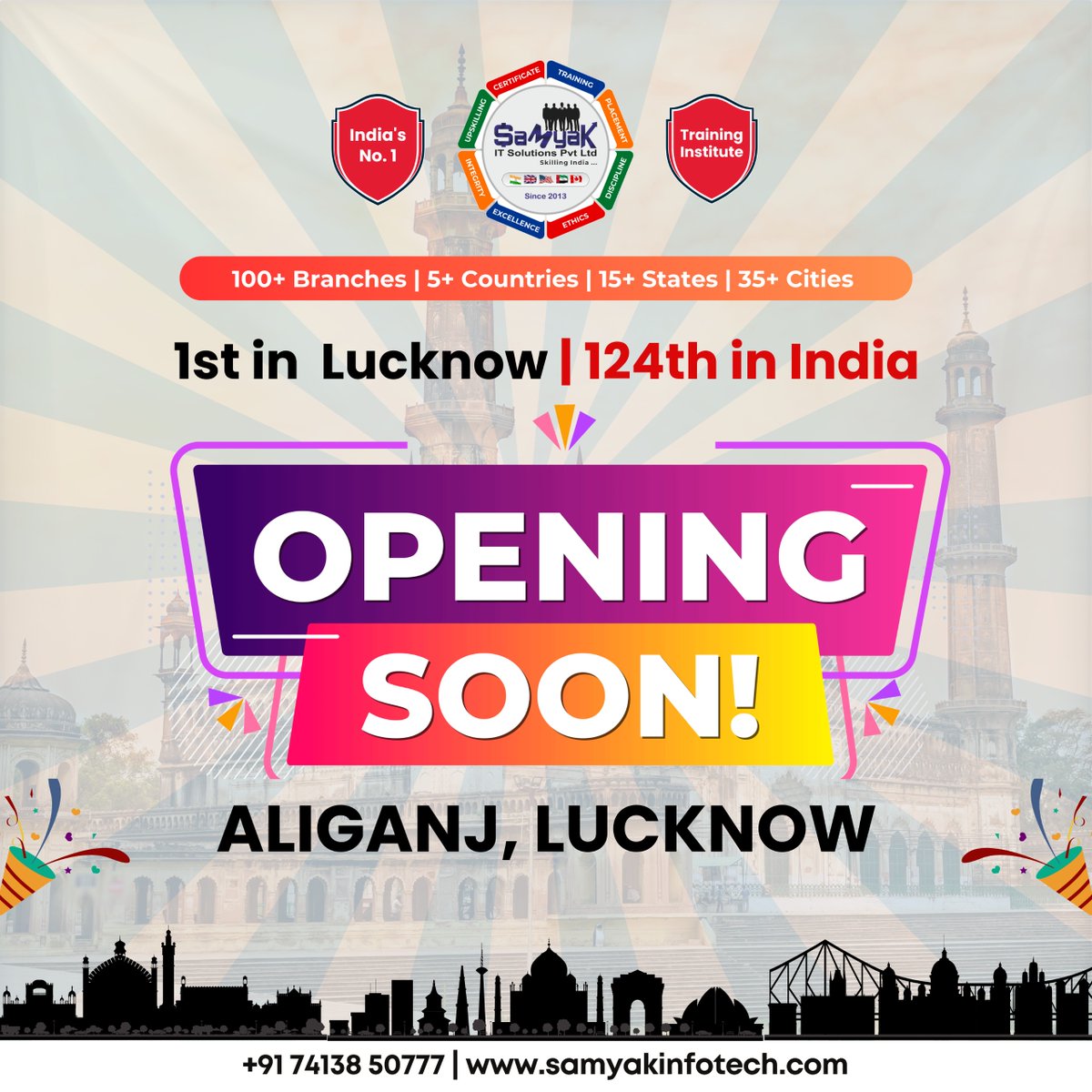 samyakclass's tweet image. Five new Branches Opening Very Soon :
1. Aliganj - Lucknow
2. Ajmer - Vaishali Nagar
3. Ajmer - Adarsh Nagar
4. Kotputli, Rajasthan
5. Greater Noida West
#samyakcomputerclasses #samyak #100branches #skills #it #ittraining