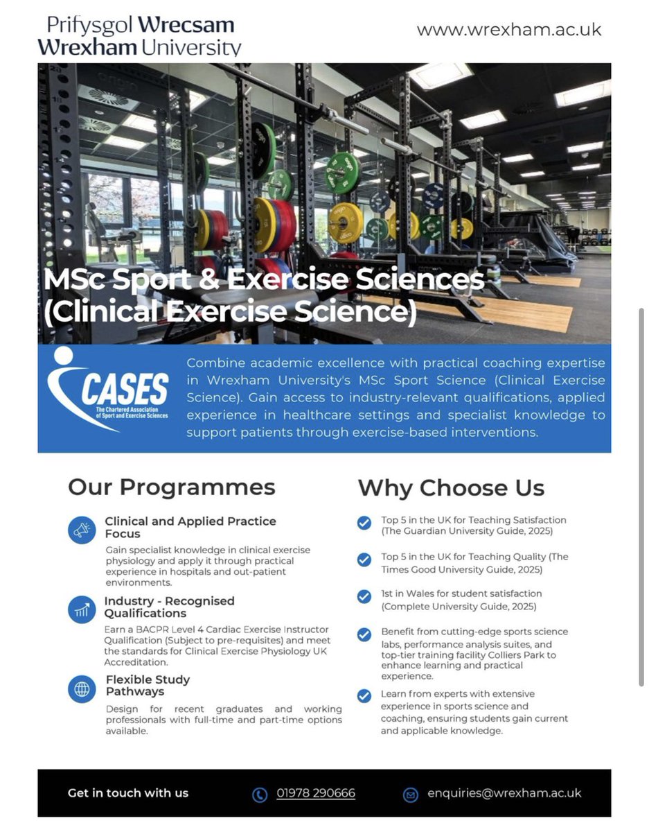 Our new MSc in Clinical Exercise Science is looking for guest speakers to share their expertise, experience with students 
We’re particularly interested in voices from: Clinical Exercise Physiology (CEP-UK), Oncology Rehabilitation, Lived Experience with Cancer Recovery, DM me 😀