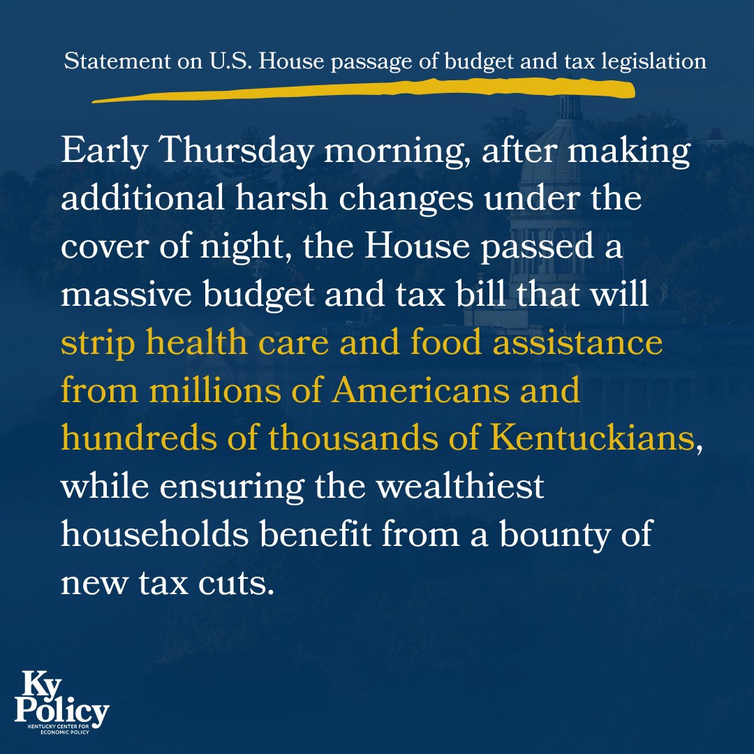 Our statement on the U.S. House passage of budget and tax legislation. 1/2