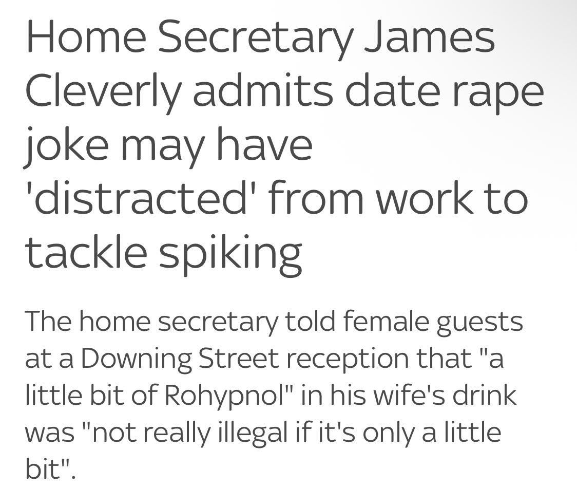 Tory MP James Cleverly, who made a joke about giving his wife Rohypnol, complains about “language disincentivising women from coming forward”

#politicslive