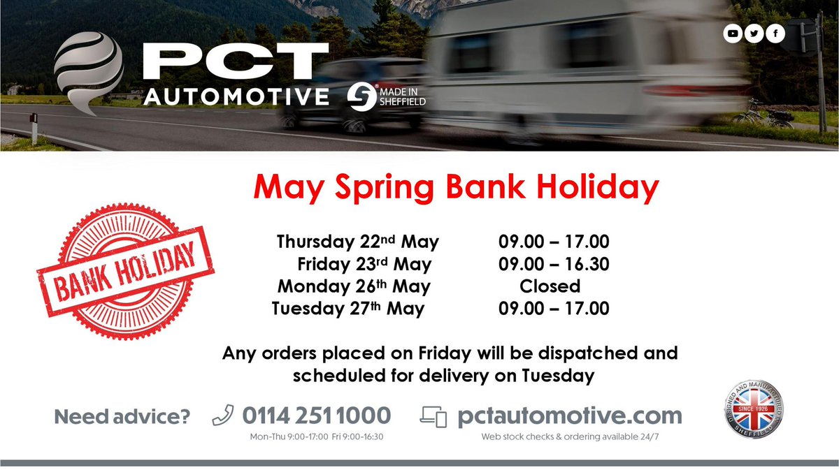 #PCTAutomotive #Spring #BankHoliday #Towbars #Towing #TowingElectrics #SteelCity #MadeinSheffield
