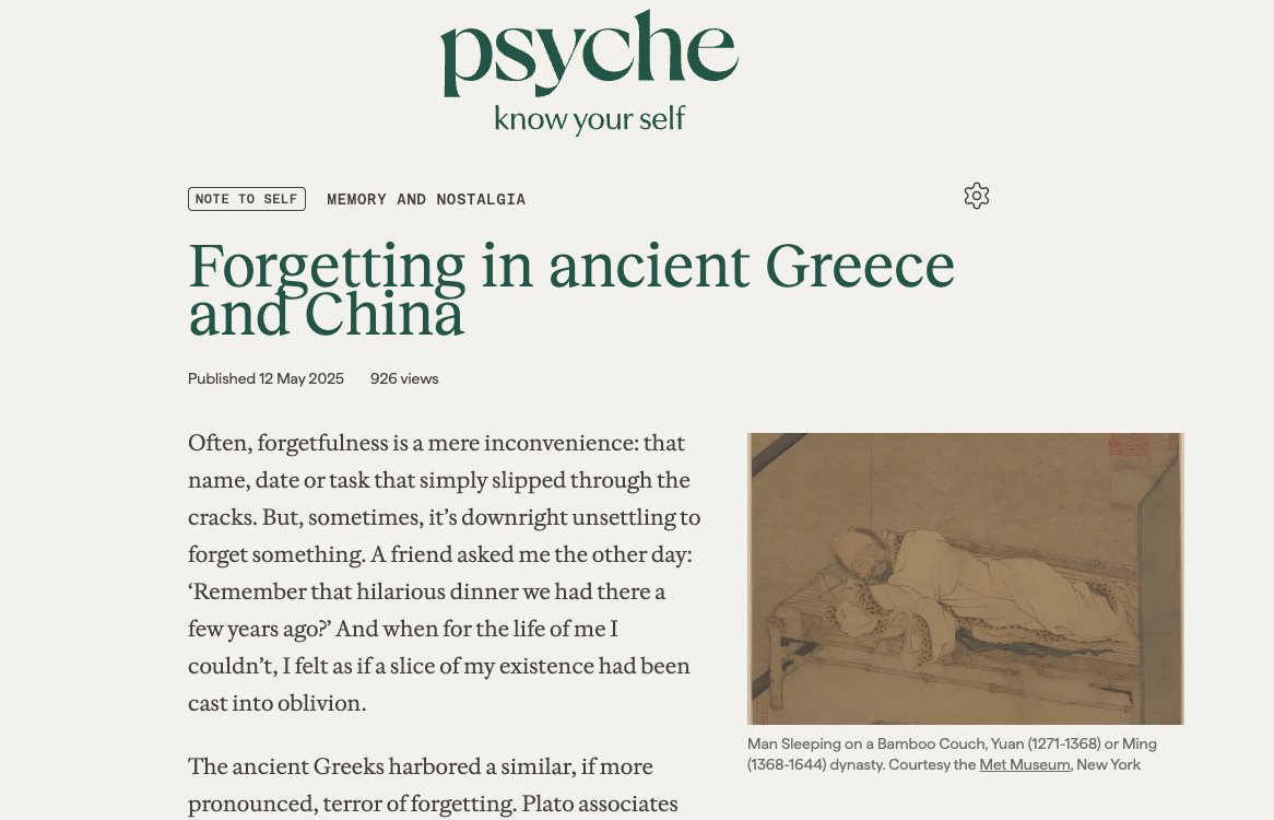 Memory week continues on Psyche! Check out all of our fantastic memory-related expert articles and first-person stories psyche.co