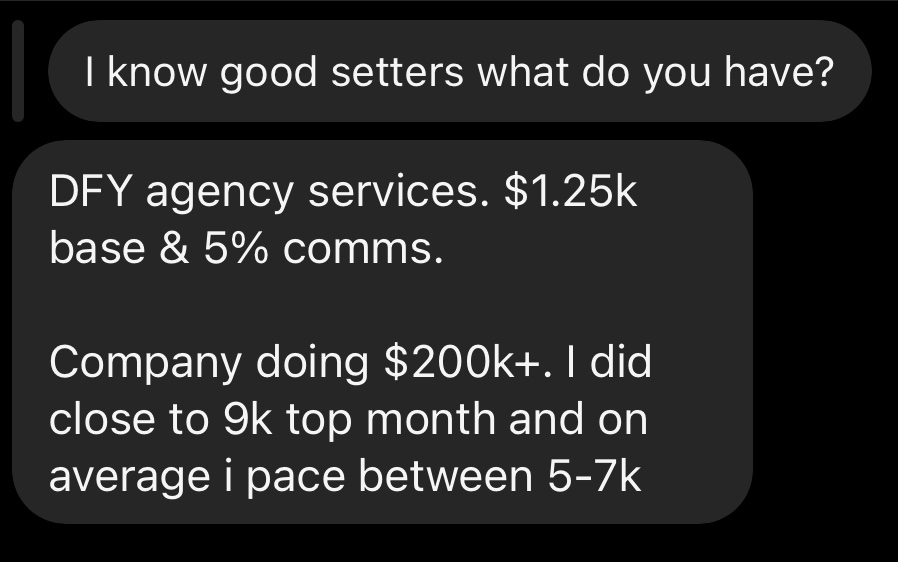 Looking for an appointment setter for a friend.

You must follow, and comment DFY