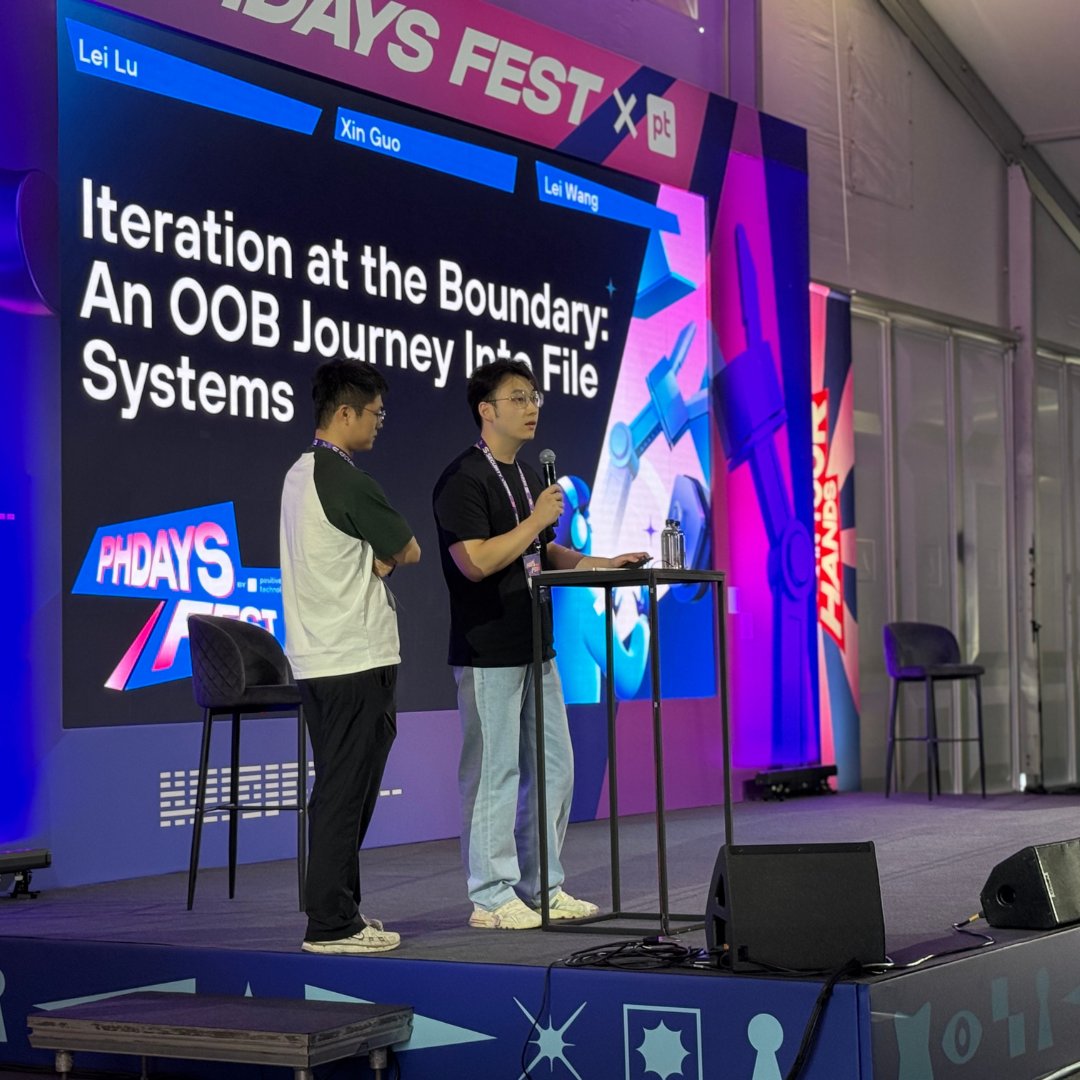StandoffBB's tweet photo. Today, Lei Lu and Xin Guo, independent researchers, gave a presentation on several commonly overlooked vulnerable iteration patterns in file system images. Thanks for the talk — waiting for the next time! https://t.co/gL4CONytDv