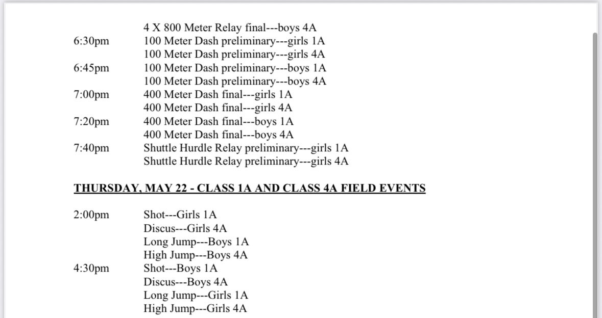 Day 1 of the Iowa High School Track &amp; Field Championships is underway. Schedule is provided below. 

🏅  iahsaa.org/track-field/st…
🎟️  iahsaa.org/tickets/