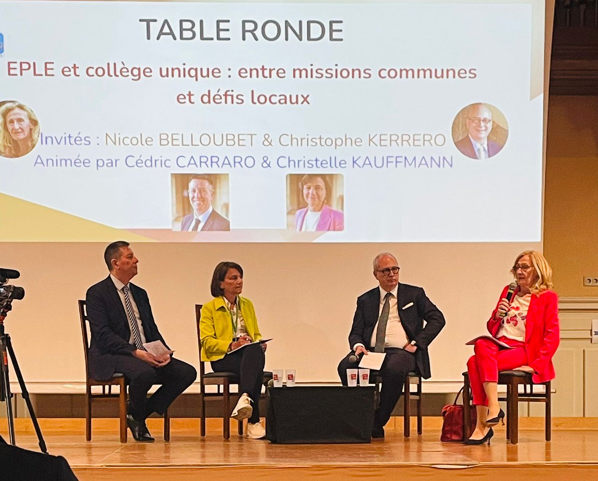 Clôture du CSN du <a href="/snpden/">SNPDEN-UNSA</a> : table ronde sur "EPLE et collège unique : entre missions communes et défis locaux" avec <a href="/NBelloubet/">Nicole Belloubet</a> et <a href="/CKerrero/">Christophe Kerrero</a>