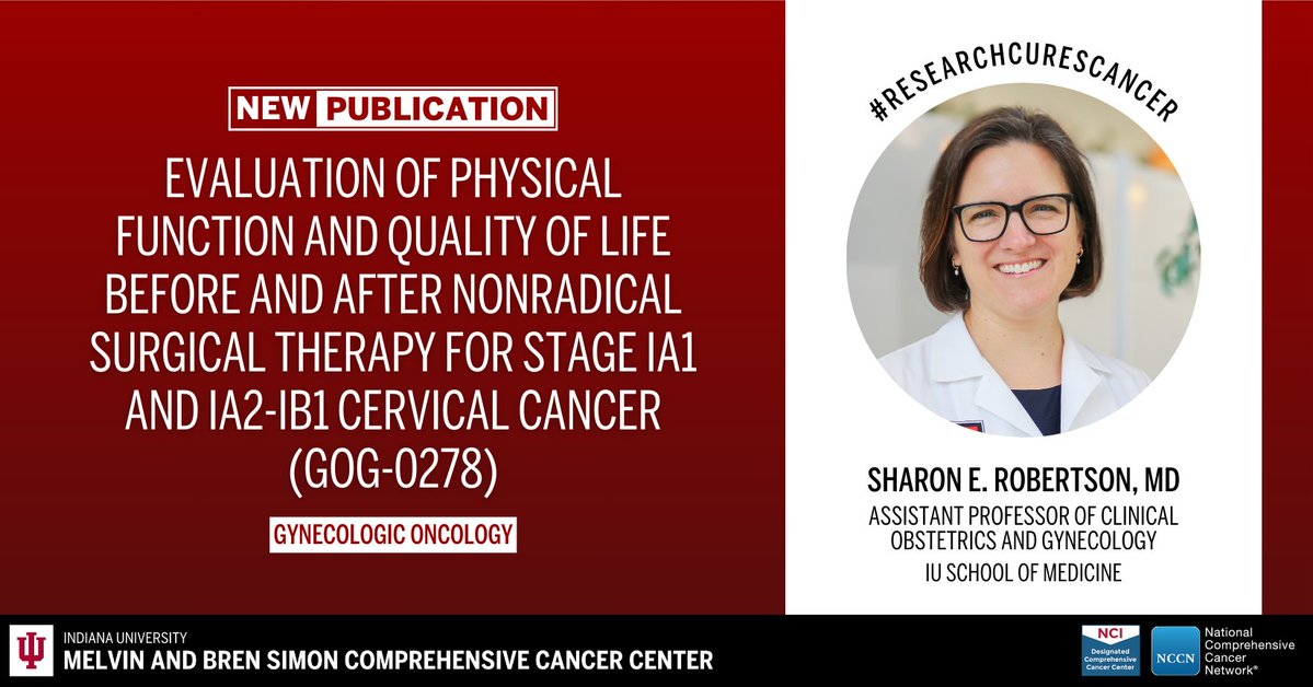 IU Simon Comprehensive Cancer Center (@iucancercenter) on Twitter photo Learn from a new article published in Gynecologic Oncology by the cancer center’s Sharon E. Robertson, MD, and colleagues. Read more: ow.ly/OXVA50VyzbR. #ResearchCuresCancer #NCIcomprehensive <a href="/gynoncjnls/">@GynOncJnls</a> Learn from a new article published in Gynecologic Oncology by the cancer center’s Sharon E. Robertson, MD, and colleagues. Read more: ow.ly/OXVA50VyzbR. #ResearchCuresCancer #NCIcomprehensive <a href="/gynoncjnls/">@GynOncJnls</a>