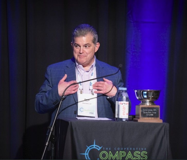 David Antoni, Tax Managing Director at Moss Adams, was presented with the Silver Bowl at COMPASS 2025 by Erik Gillam, NSAC National President. This prestigious honor celebrates individuals whose exceptional contributions have strengthened and advanced the cooperative sector.