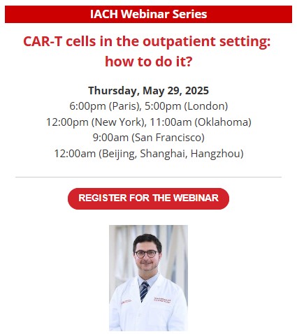 IACH (@theiach) on Twitter photo 🚨Join us for the upcoming <a href="/TheIACH/">IACH</a> webinar:
CAR-T cells in the outpatient setting: how to do it?
with Dr. Taha Al-Juhaishi
🗓️ Thursday, May 29, 2025
🕕 6 PM CET
💻 Free registration:
🔗us06web.zoom.us/webinar/regist…
<a href="/Taha_CancerDoc/">Taha A, MD</a> <a href="/Mohty_EBMT/">Mohamad Mohty</a> 🚨Join us for the upcoming <a href="/TheIACH/">IACH</a> webinar:
CAR-T cells in the outpatient setting: how to do it?
with Dr. Taha Al-Juhaishi
🗓️ Thursday, May 29, 2025
🕕 6 PM CET
💻 Free registration:
🔗us06web.zoom.us/webinar/regist…
<a href="/Taha_CancerDoc/">Taha A, MD</a> <a href="/Mohty_EBMT/">Mohamad Mohty</a>