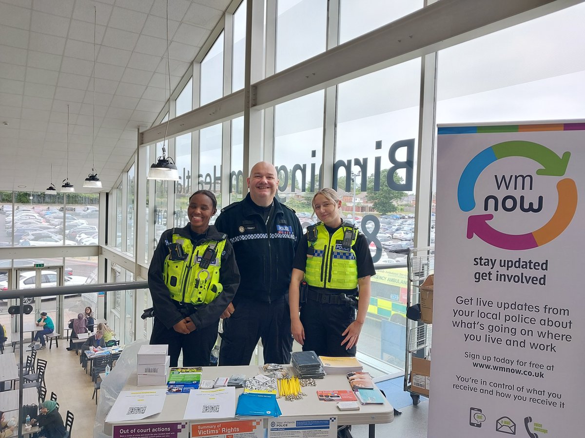 BordesleyWMP's tweet photo. Thank you @uhbtrust for supporting #hospitalwatch #opnexo focusing on Violence, Hate and Aggression against staff. Lots of engagement with staff and signups to #wmnow https://t.co/o2QQlq4x53
