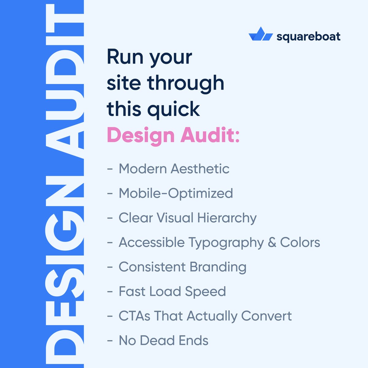 Square_Boat's tweet image. 🛠️ Website looking pretty but still not performing? Run it through this 8-Point Design Audit and see where it leaks leads 👇.
Miss even one? You’re losing users. Nail all 8? You’re building trust, traffic, and conversions.
#WebDesignAudit #WebsiteChecklist #UXDesignTips #UIUX