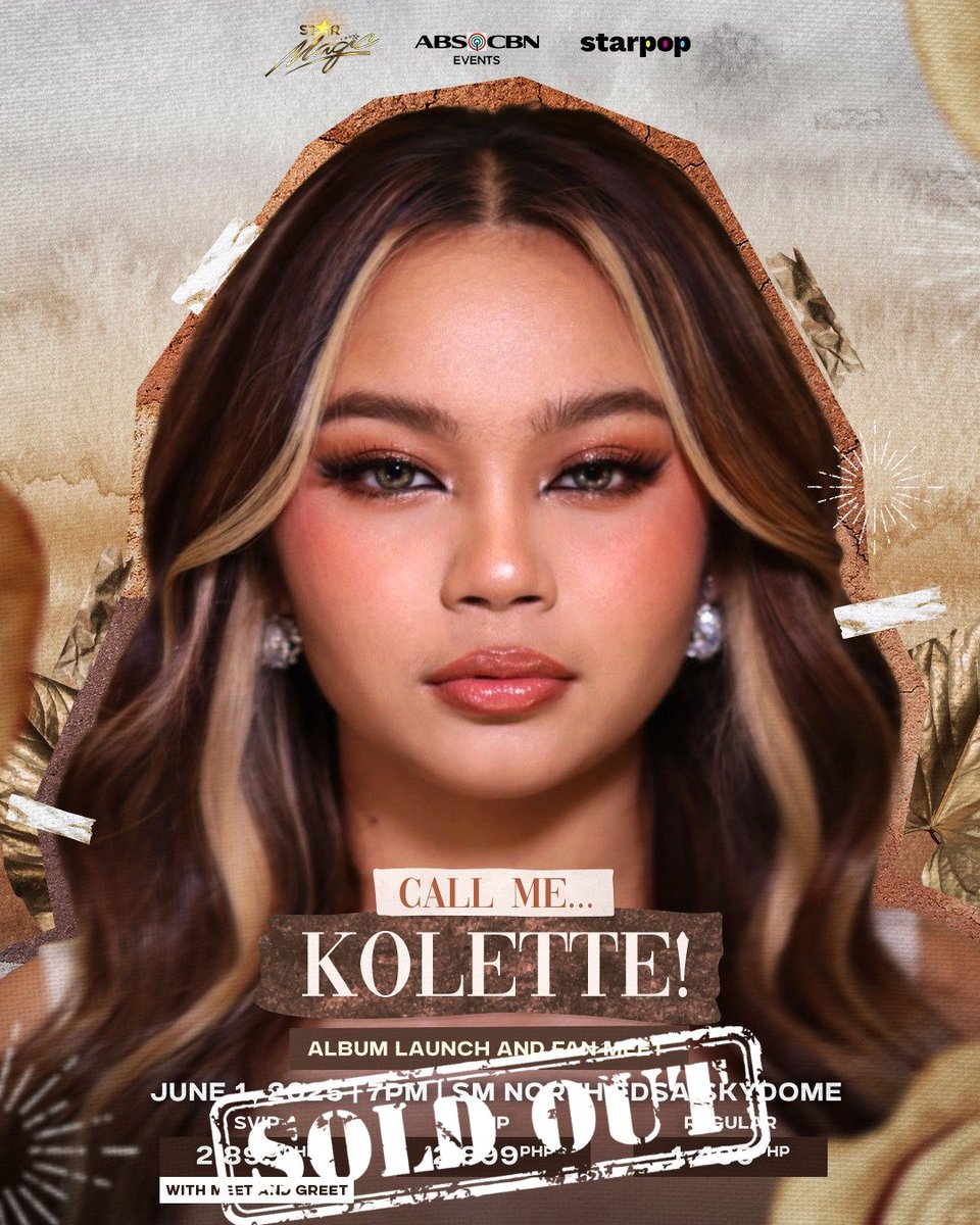 StarMusicPH's tweet photo. MOONIES! You did it! 

Call Me Kolette Album Launch & Meet and Greet on June 1 is now OFFICIALLY SOLD OUT! 🥰

We are grateful for all your support to our ever-energetic and lovely Kolette! 🤎

Thank you, Team Kolette! 💝 See you on June 1! 🥳 

#CallMeKolette #KoletteMadelo #KOLETTEAlbumLaunch #StarMusicPH #StarMagic #ABSCBNEvents