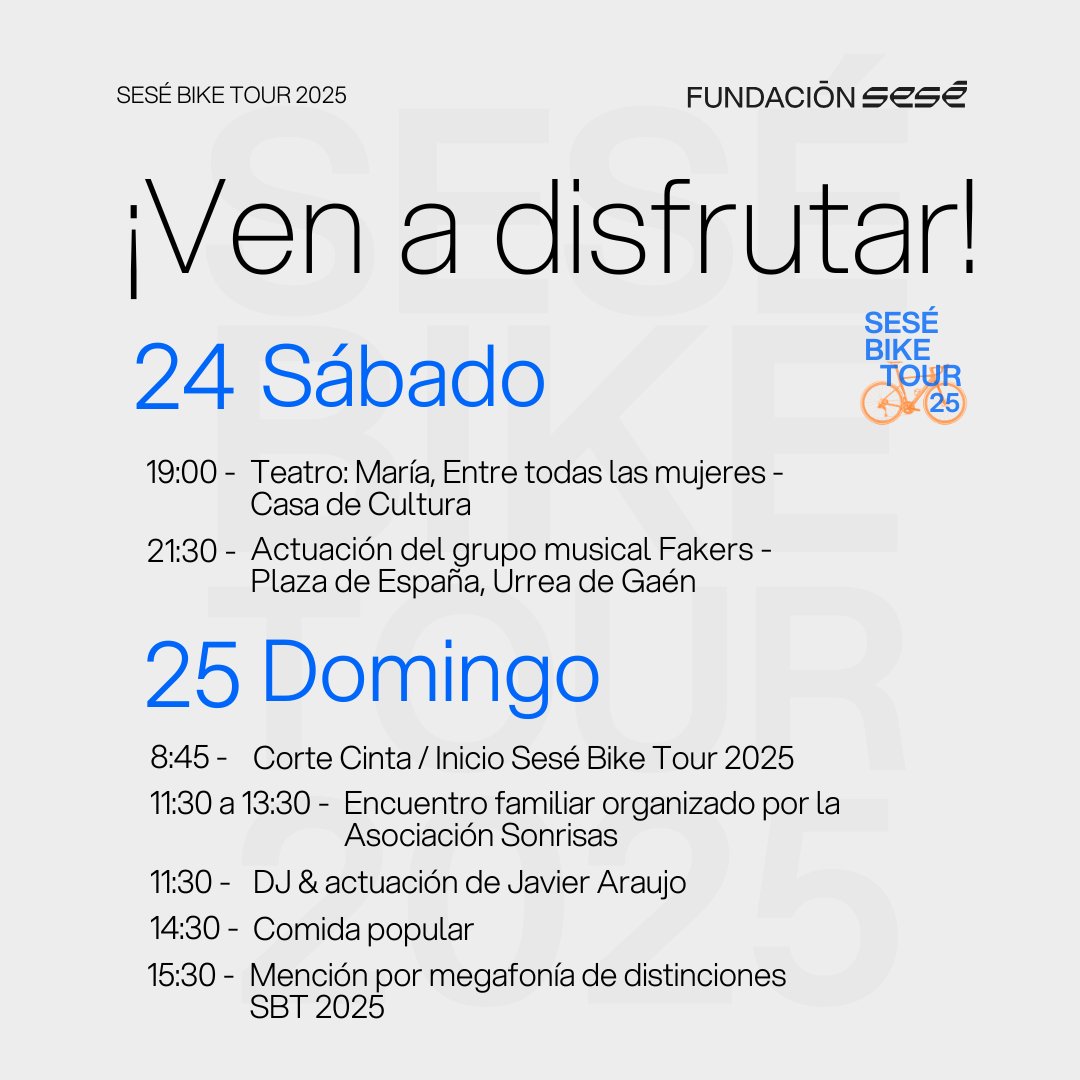 SeseBikeTour's tweet photo. 🎉 ¡Este finde, Urrea de Gaén lo tiene todo! 🚴‍♂️🎭🎶

📍 24 y 25 de mayo prepárate para vivir un fin de semana inolvidable lleno de cultura, deporte, música y diversión para toda la familia. https://t.co/imvOfkRs6o