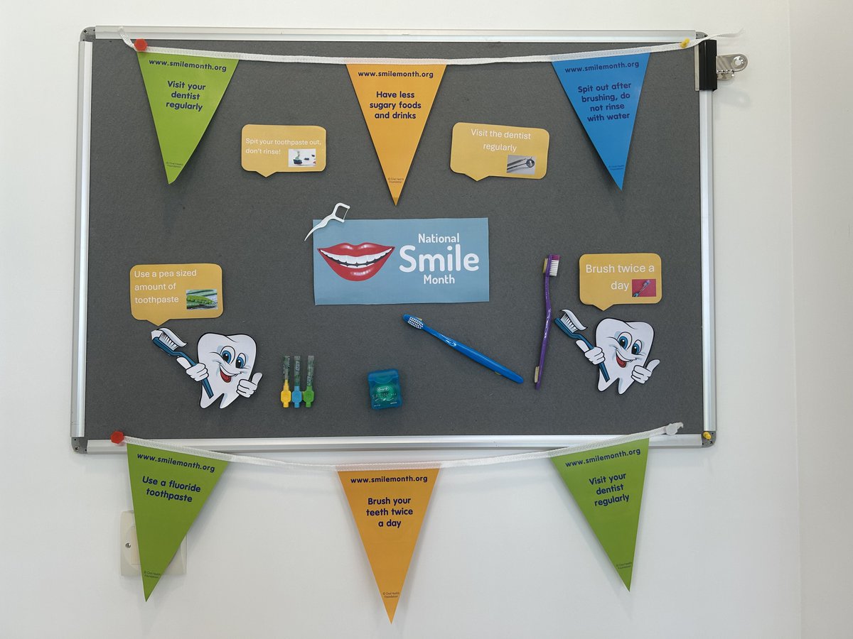 It is week 2 of National Smile Month, with the theme of #DailyRoutine.

Some of our #OralHealth tips include:
Use a fluoride toothpaste 👄
Brush teeth &amp; tongue for 2 minutes, every morning and evening ⌛
Spit don't rinse 💦
Choose healthy snacks 🍎
Visit the dentist regularly 📅