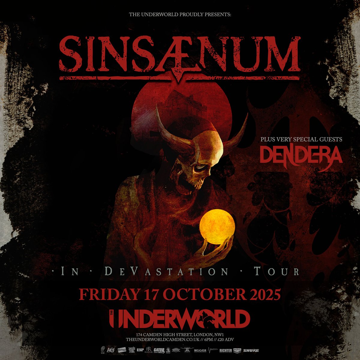The Underworld (@theunderworld) on Twitter photo On Sale Now β Blackened death metal supergroup @Sinsaenum is back with new music, and an album release IN DEVASTATION tour, joined by very special guests @DenderaUK, live at <a href="/TheUnderworld/">The Underworld</a>, Friday 17 October.
ποΈ tinyurl.com/UWsinsaenum
πΆ spoti.fi/3dIotnj On Sale Now β Blackened death metal supergroup @Sinsaenum is back with new music, and an album release IN DEVASTATION tour, joined by very special guests @DenderaUK, live at <a href="/TheUnderworld/">The Underworld</a>, Friday 17 October.
ποΈ tinyurl.com/UWsinsaenum
πΆ spoti.fi/3dIotnj