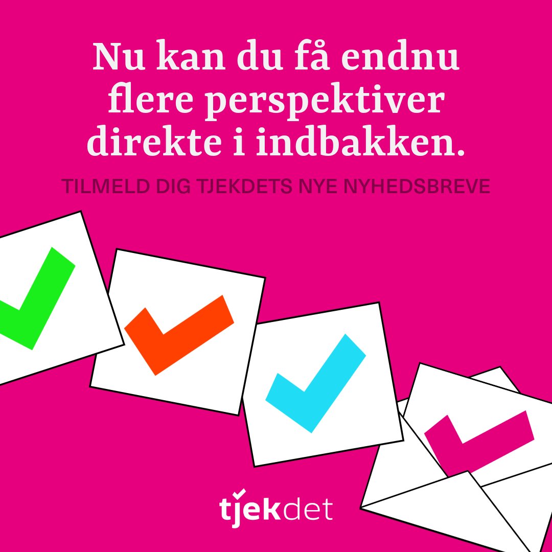 TjekDet's tweet photo. Vi lancerer nye nyhedsbreve. Nu kan du få endnu flere perspektiver og skræddersy, hvad du modtager fra os, så du får det, du allerhelst vil have. Læs mere og tilmeld dig her: https://t.co/9SufroBzDm https://t.co/ESgD6iPuPp