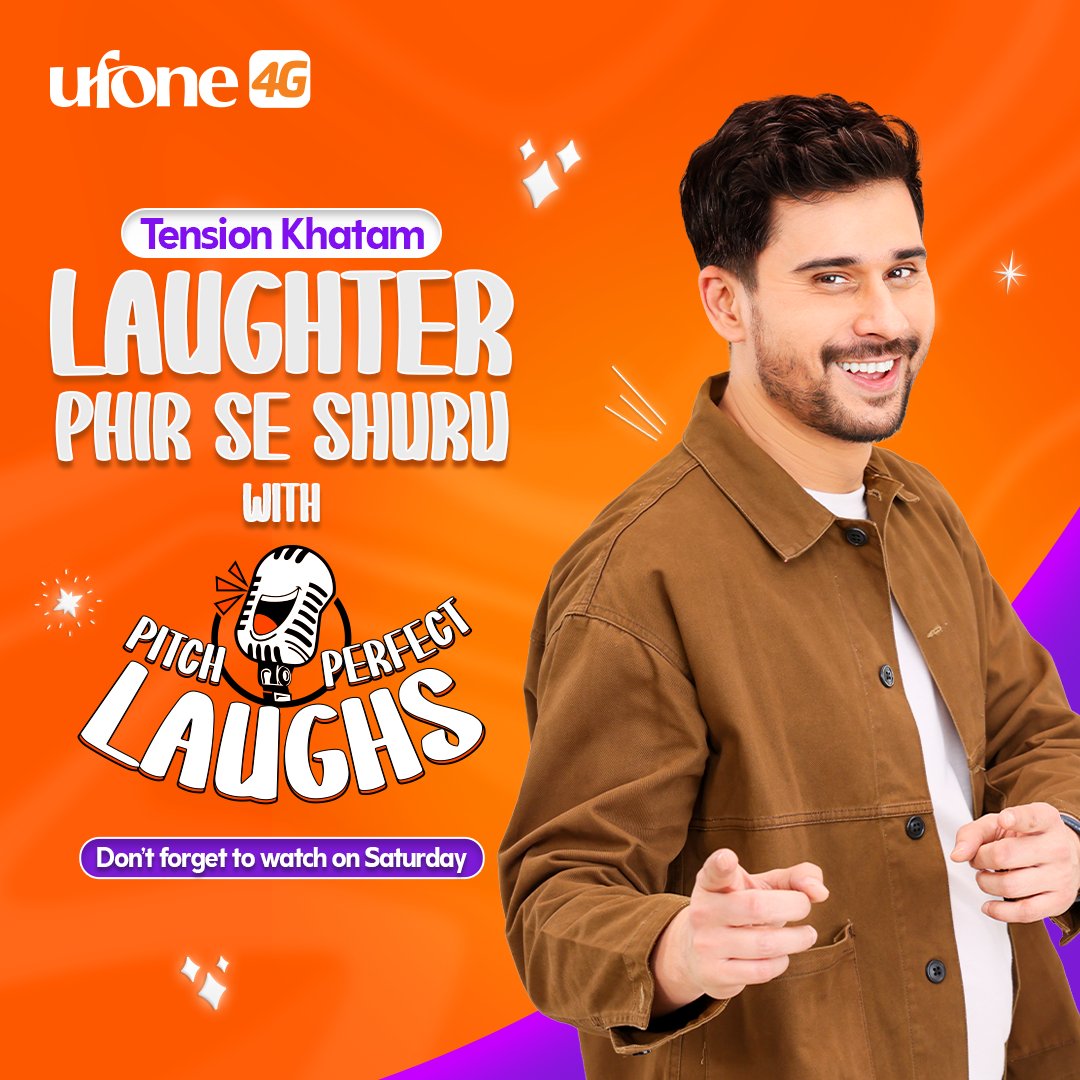Ufone's tweet photo. Once again, Tabish Hashmi is back to make you laugh! π
Don't forget to tune into Pitch Perfect Laughs this Saturday - only with Ufone 4G.
#Ufone4G #PitchPerfectLaughs #TabishHashmi https://t.co/CGzD8bGcxO