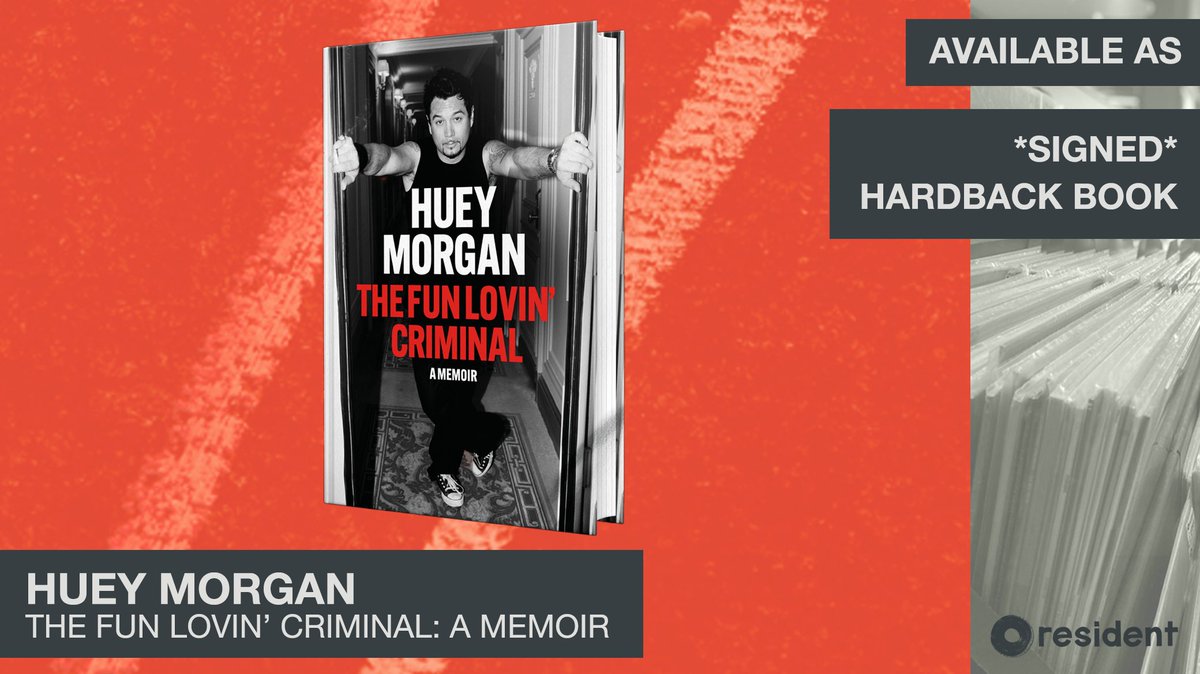 SIGNED BOOK!
HUEY MORGAN
The Fun Lovin’ Criminal
Limited *Signed* Hardback
Preorder: resident-music.com/productdetails…
Follow Huey running around robbing banks, all whacked off of Scooby Snacks in this remarkable memoir that brings the grit &amp; glamour of 90s New York brilliantly to life.