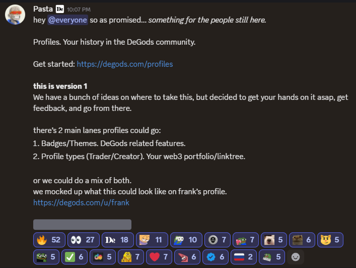 launched v1 of Profiles.
get in discord and let us know what features to add next :)