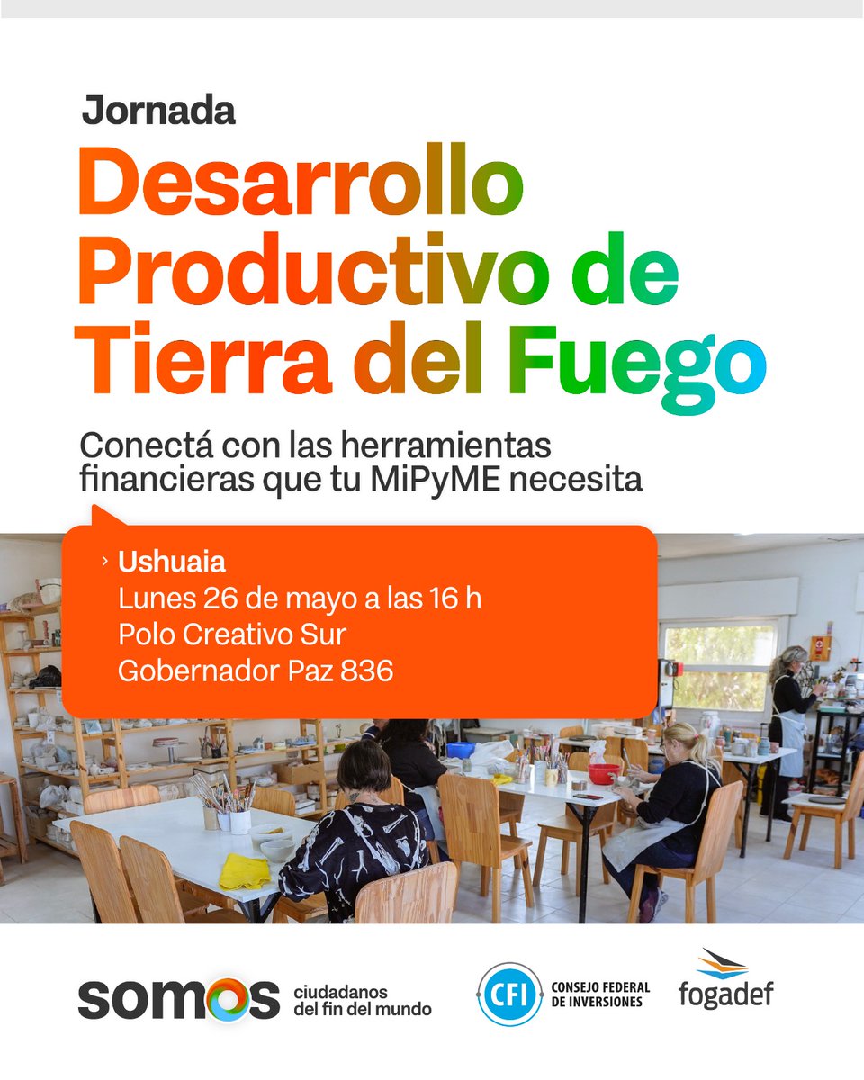 🔍 ¿Tenés una MiPyME en Tierra del Fuego?

💬 Participá de la Jornada de Desarrollo Productivo, un espacio pensado para que accedas a asesoramiento personalizado sobre líneas crediticias y herramientas para potenciar tu proyecto.