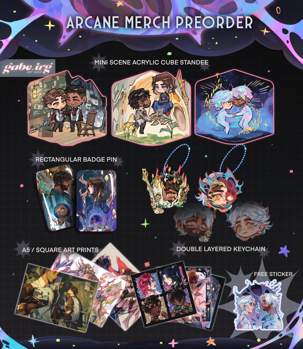 gabeirg's tweet image. 💫SH⭐️P RE0PEN💫
♦︎ New keychains, standees, pins and art prints available for pre-0rder!
♦︎ There’s a discount for sets!
#Jayvik #Arcane
🔗↓