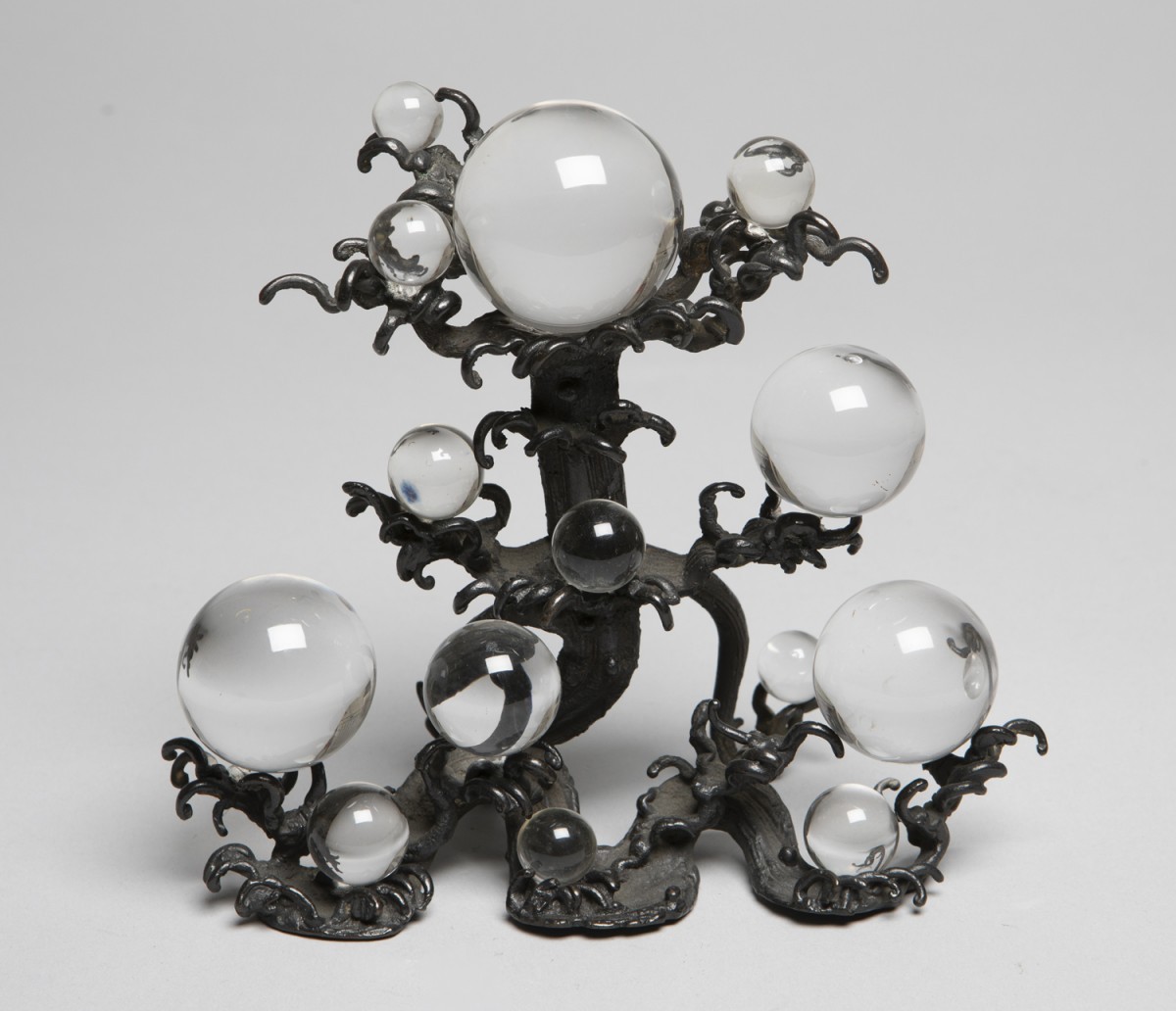 Okimono, decorative object made of metal and crystal glass spheres, Japan, 19th century. Currently in the collection of Russell-Cotes Art Gallery &amp; Museum.