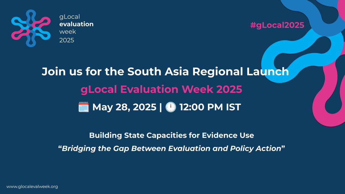 CLEAR South Asia (@clearsouthasia) on Twitter photo What stands between evidence and action?
Join CLEAR South Asia at the #gLOCAL2025 South Asia Regional Launch on May 28, 12:00 PM IST 🗓️
🗣️ Building State Capacities for Evidence Use
🔗 Register: j-p.al/dgu
<a href="/GEI_GlobalEval/">Global Evaluation Initiative</a> <a href="/WorldBank_IEG/">IEG - WB Group</a> <a href="/UNDP_Evaluation/">UNDP Independent Evaluation Office</a> What stands between evidence and action?
Join CLEAR South Asia at the #gLOCAL2025 South Asia Regional Launch on May 28, 12:00 PM IST 🗓️
🗣️ Building State Capacities for Evidence Use
🔗 Register: j-p.al/dgu
<a href="/GEI_GlobalEval/">Global Evaluation Initiative</a> <a href="/WorldBank_IEG/">IEG - WB Group</a> <a href="/UNDP_Evaluation/">UNDP Independent Evaluation Office</a>