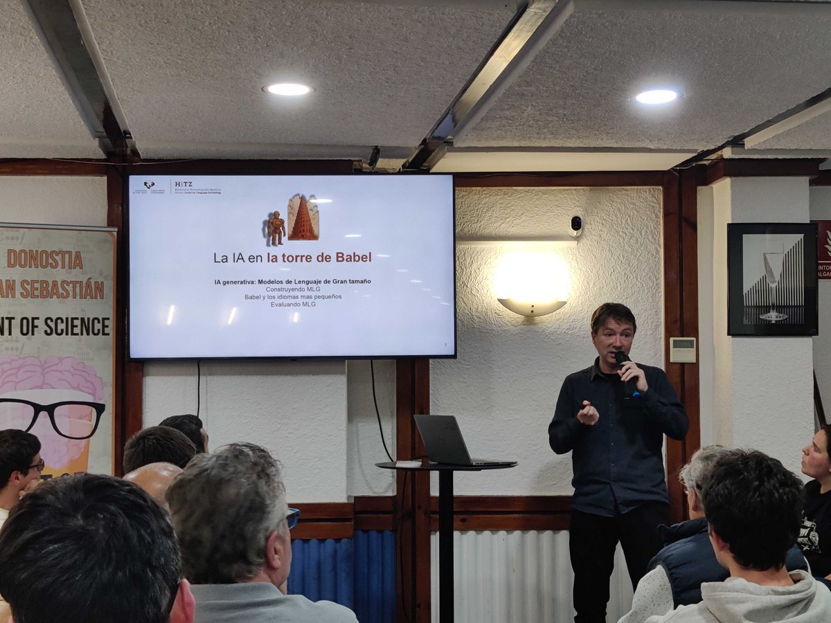 HiTZ zentroa (UPV/EHU) (@hitz_zentroa) on Twitter photo Esta semana hemos participado en #Pint25ES #pint25 con la charla "La IA en la torre de Babel". <a href="/4nderB/">Ander Barrena Madinabeitia</a> fue el ponente en #PINT25BIO y <a href="/eagirre/">Eneko Agirre @eagirre.bsky.social</a> en #pint25dss Esta semana hemos participado en #Pint25ES #pint25 con la charla "La IA en la torre de Babel". <a href="/4nderB/">Ander Barrena Madinabeitia</a> fue el ponente en #PINT25BIO y <a href="/eagirre/">Eneko Agirre @eagirre.bsky.social</a> en #pint25dss