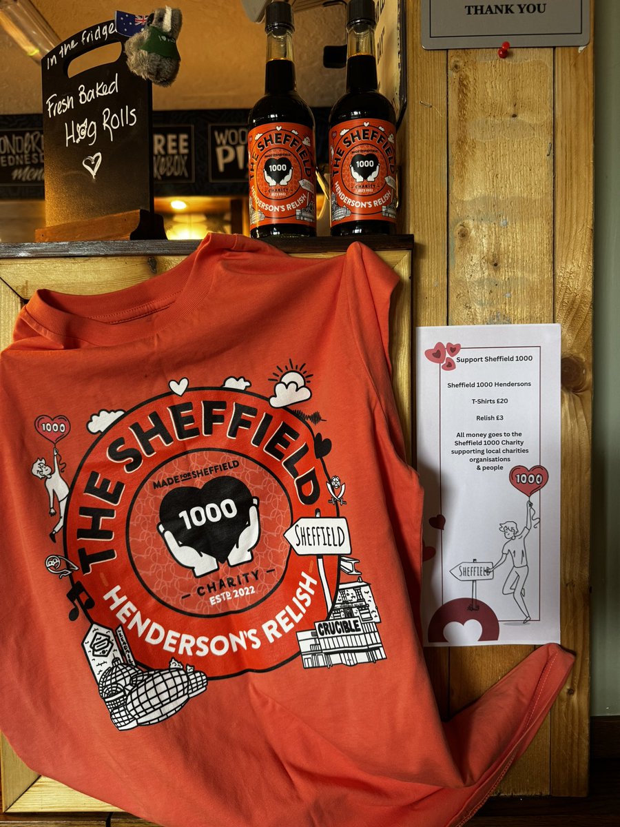 BallWorrall's tweet image. We are pleased to be selling limited edition @thesheff1000 &amp;amp; @HendoRelish T-Shirts &amp;amp; bottles of Hendos. All money goes directly to Sheffields 1000 who support local charities, organisations &amp;amp; people
thesheffield1000.org/get-involved/
#proudtobeyourlocal
#keepitlocal
#sheffieldissuper