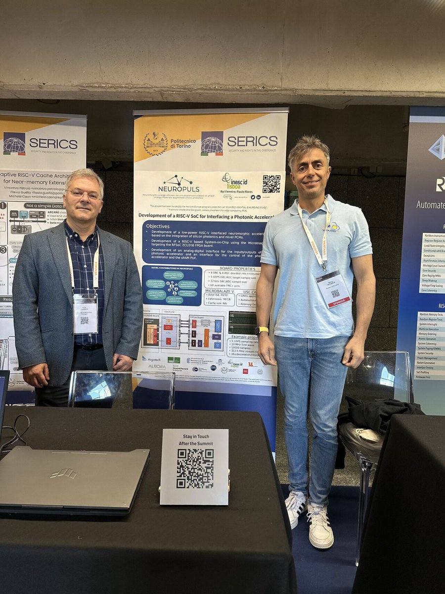 Last week, Neuropuls project took the stage at RISC-V International Summit Europe 2025 in Paris! Huge thanks to Stefano Di Carlo and Paulo Flores for presenting the Neuropuls project and Fondazione SERICS to an audience of leading experts in open hardware and computing innovation