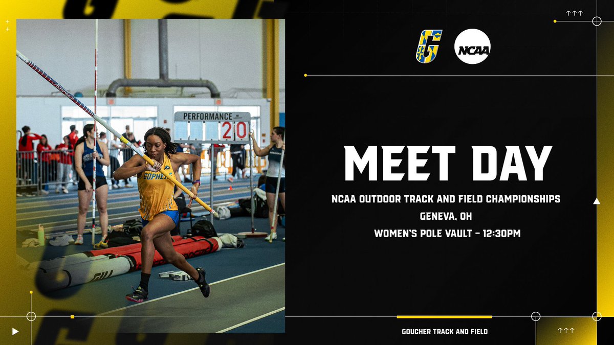 NATIONALS DAY 1🏅

Aryanna Paulena starts nationals weekend for the Gophers in the Women’s Pole Vault at the NCAA Division III Outdoor Track and Field Championships #digdeep 

📍- Spire Academy, Geneva, OH
⏰- 12:30pm
⏱️- results.leonetiming.com/?mid=7852
📺- ncaa.com