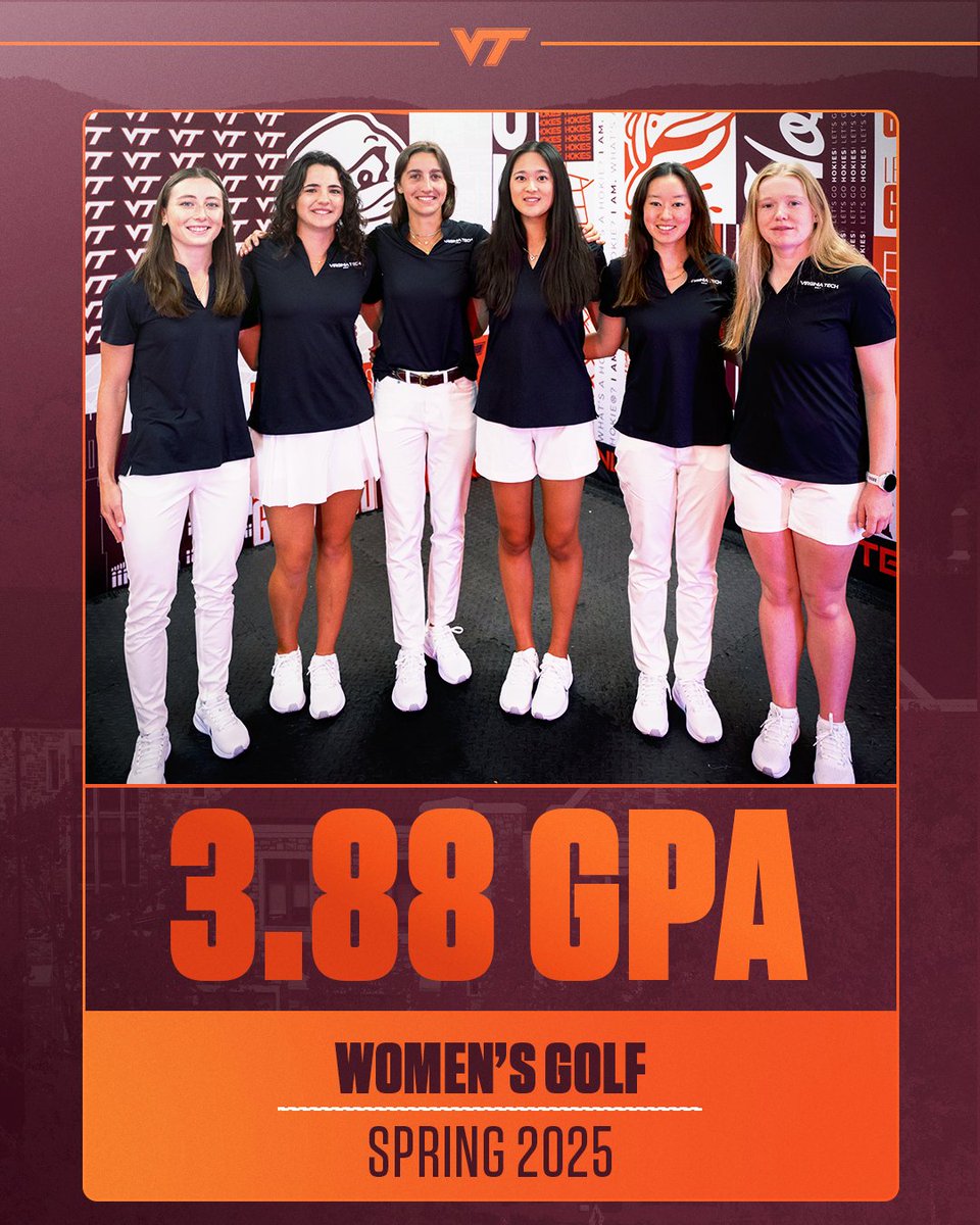 Virginia Tech Women's Golf (@hokieswgolf) on Twitter photo ๐๐ค๐ฅ ๐ค๐ ๐ฉ๐๐ ๐ก๐๐๐๐๐ง๐๐ค๐๐ง๐ โ on the course and in the classroom ๐ฏ
Our ladies posted the highest team GPA among all <a href="/hokiesports/">HokieSports</a> teams this spring! ๐๐ค๐ฅ ๐ค๐ ๐ฉ๐๐ ๐ก๐๐๐๐๐ง๐๐ค๐๐ง๐ โ on the course and in the classroom ๐ฏ
Our ladies posted the highest team GPA among all <a href="/hokiesports/">HokieSports</a> teams this spring!